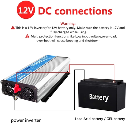 3000W Pure Sine Wave Power Inverter DC12V To AC120V With Remote Control