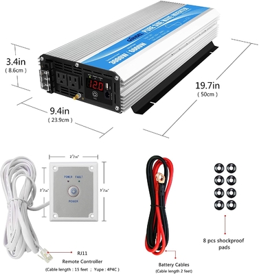 3000W Pure Sine Wave Power Inverter DC12V To AC120V With Remote Control