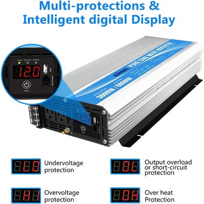 3000W Pure Sine Wave Power Inverter DC12V To AC120V With Remote Control