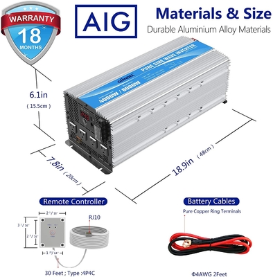 Giandel 4000W 24V Pure Sine Wave Inverter 1.5Amps With Four AC Outlets