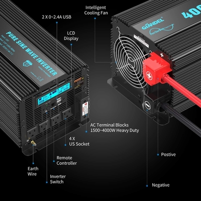DC24V Hybrid Solar Inverter Giandel 4000W Heavy Duty Pure Sine Wave Power Inverter