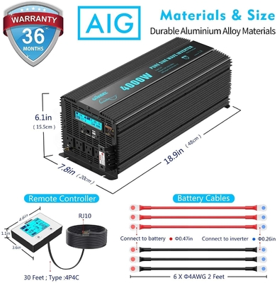 DC24V Hybrid Solar Inverter Giandel 4000W Heavy Duty Pure Sine Wave Power Inverter